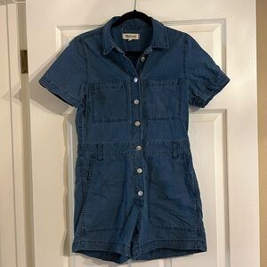 Madewell Denim Romper Shorts Short Sleeve